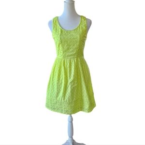 American Eagle Outfitters Lime Green Eyelet Lace Sleeveless Summer Dress Size 0